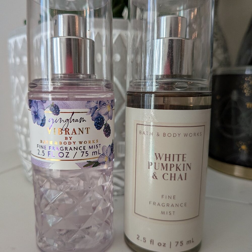 Bath and Bodyworks Fragrance Mist (White Pumpkin & Chai, Gingham Vibrant)
